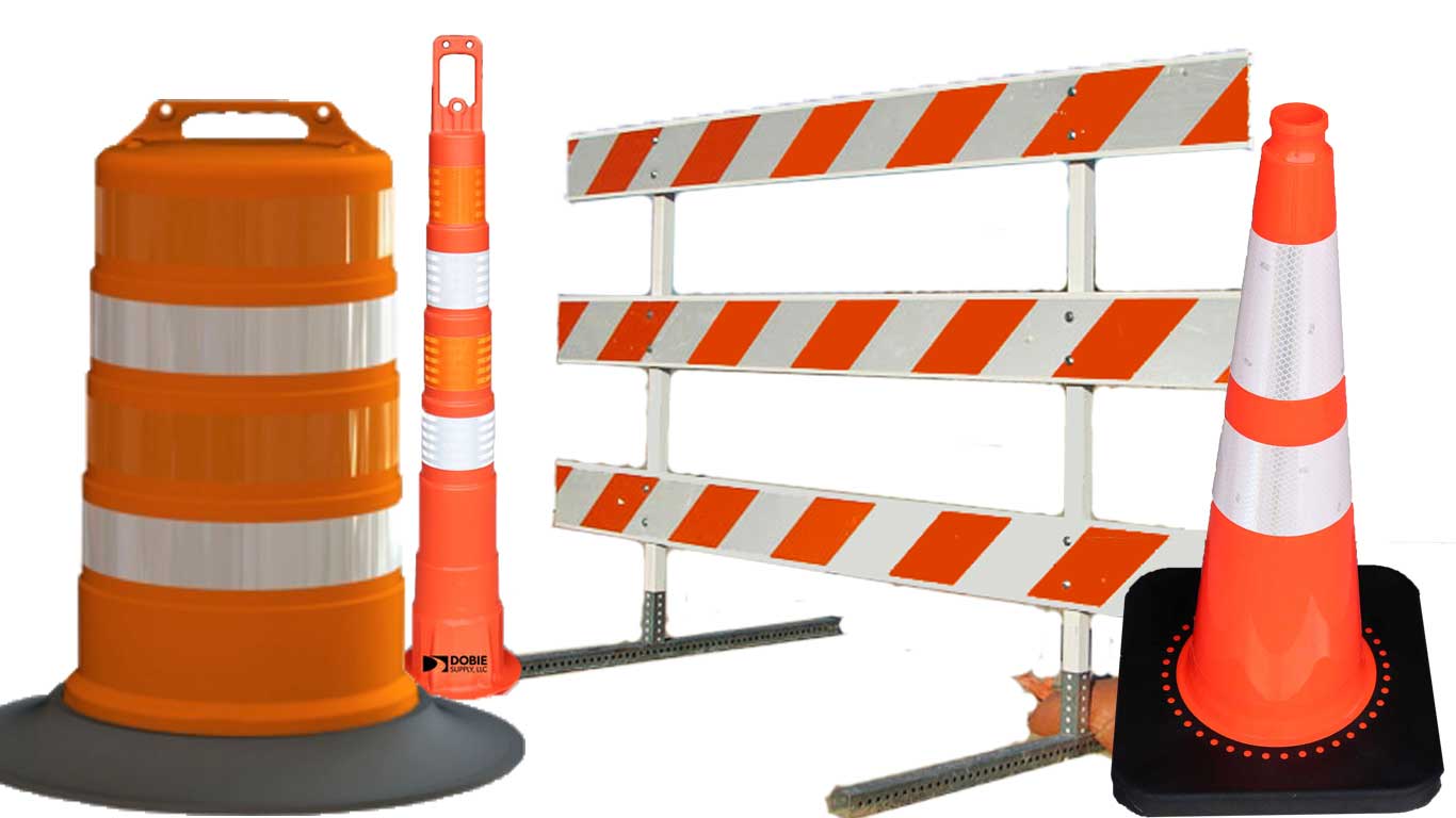 traffic barrels and channelizing cones